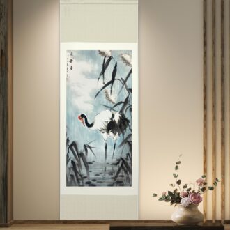 Reed and Crane in Clear Scenery